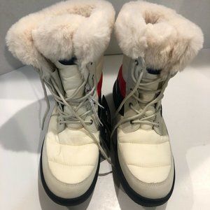 Sperry Techwav Faux Fur Collar Boots Lace Up Size 11M Women Beige, NEW